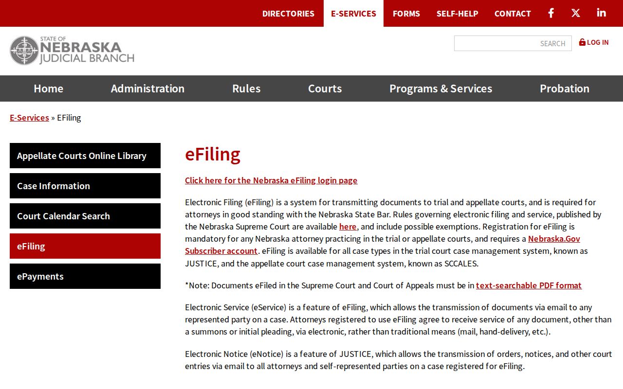 Hamilton County case filing information for Nebraska eFiling and court docket access